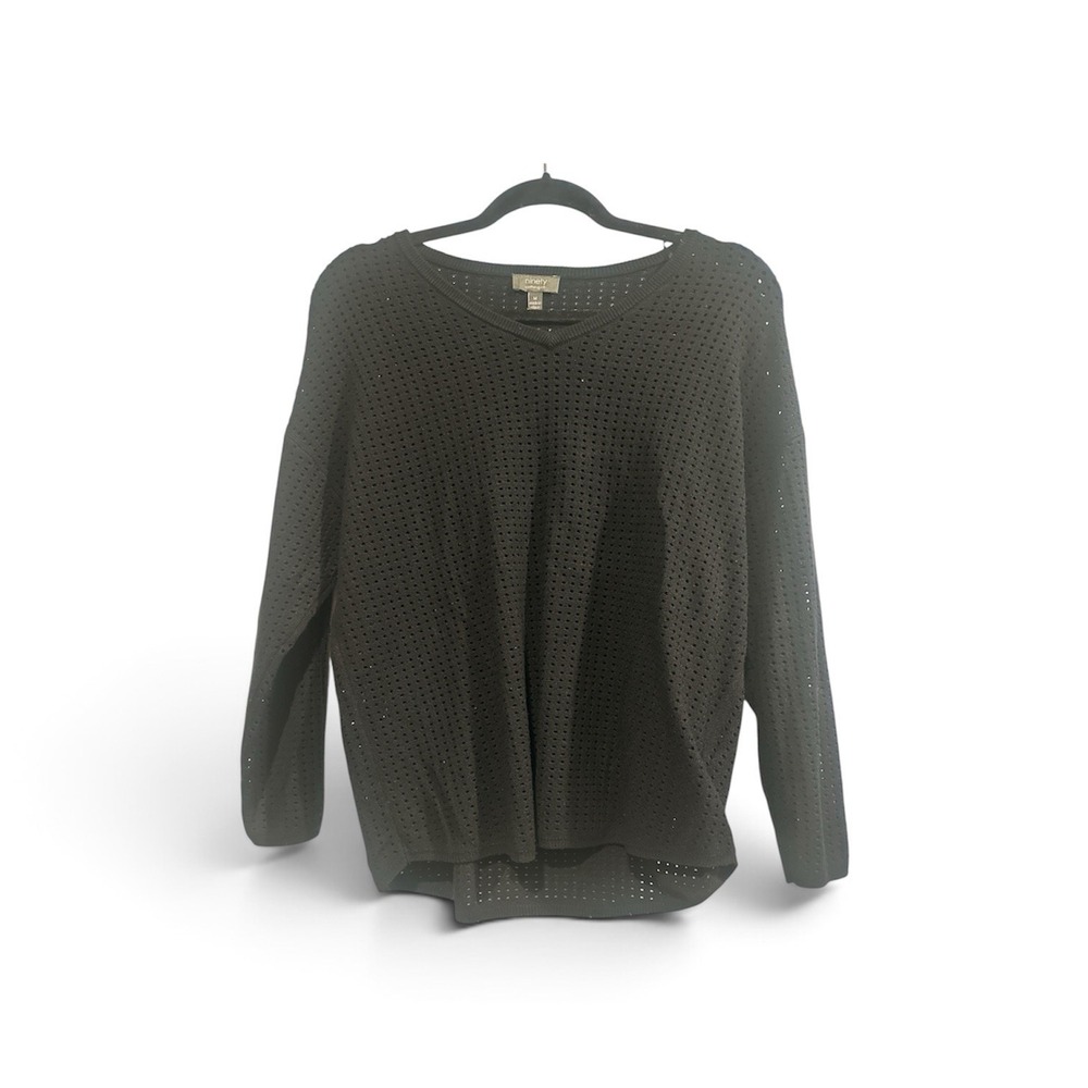 Ninety Clothing Co. Sweater Womens Medium Black Open Net